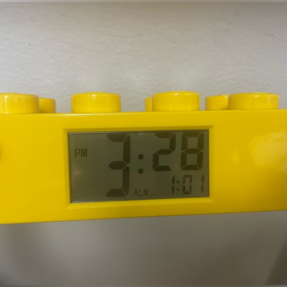 Lego Alarm Clock Yellow Brick Block Works perfectly